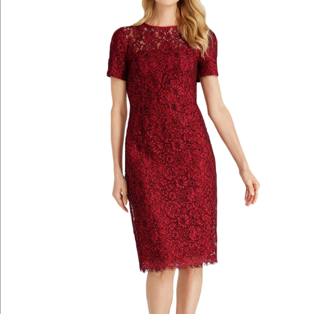 NWT Draper James Red Lace Holiday Party Dress 14